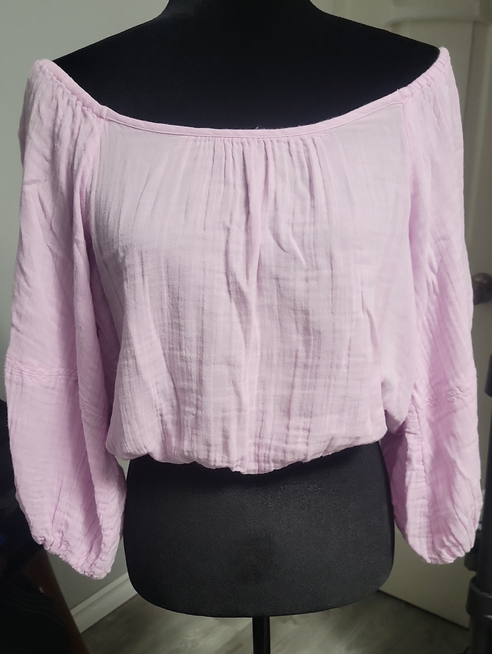 Free People XS Pink Endless Summer Boat Neck Long Sleeve Knit Blouse